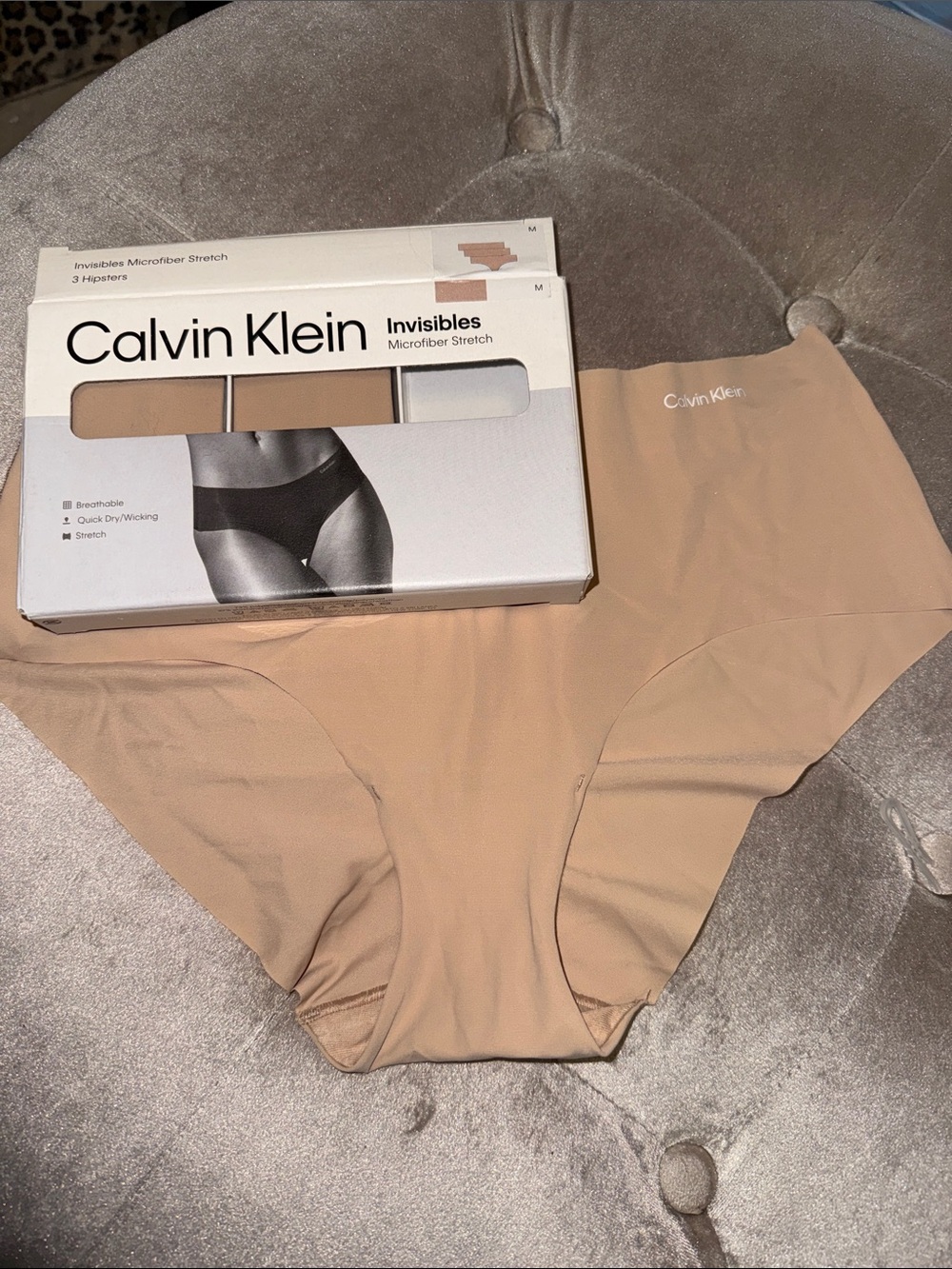 Calvin Klein Nude Beige Invisibles Microfiber Hipsters, new